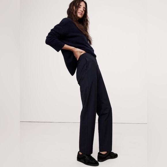 NWzt Banana Republic High Rise Slim Italian Wool Ankle Navy Pant Size 0. - Picture 3 of 7